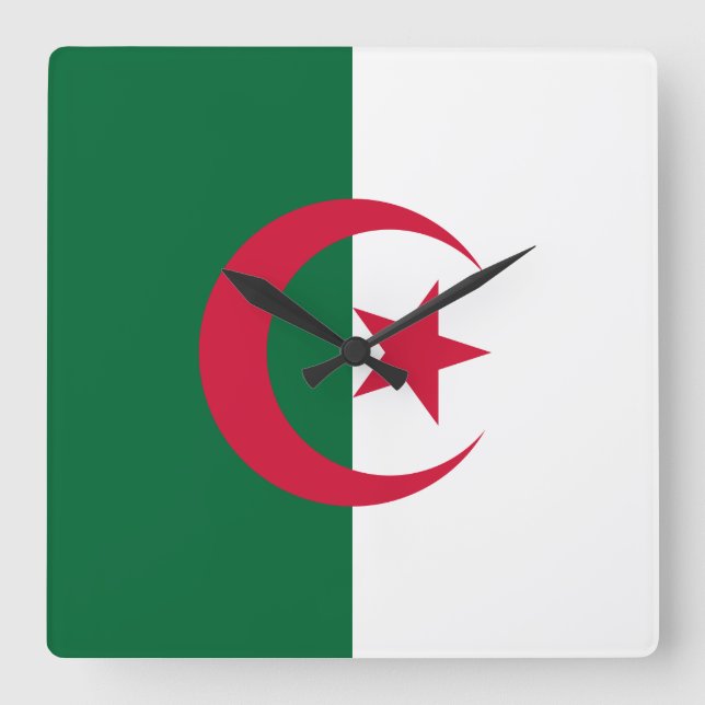 Wall Clock with Flag of Algeria (Front)