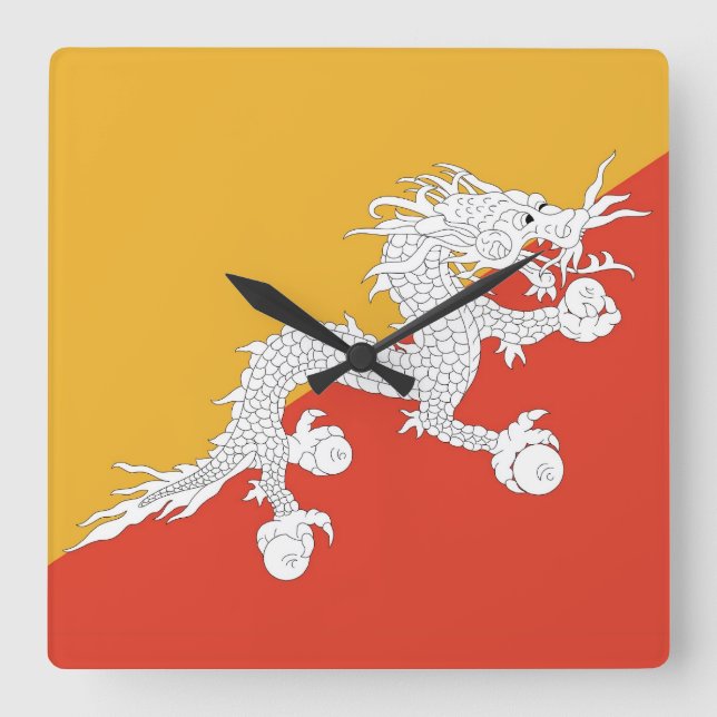 Wall Clock with Flag of Bhutan (Front)