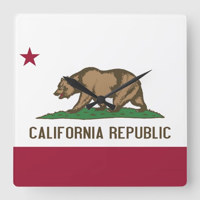 Wall Clock with Flag of California, USA (Front)