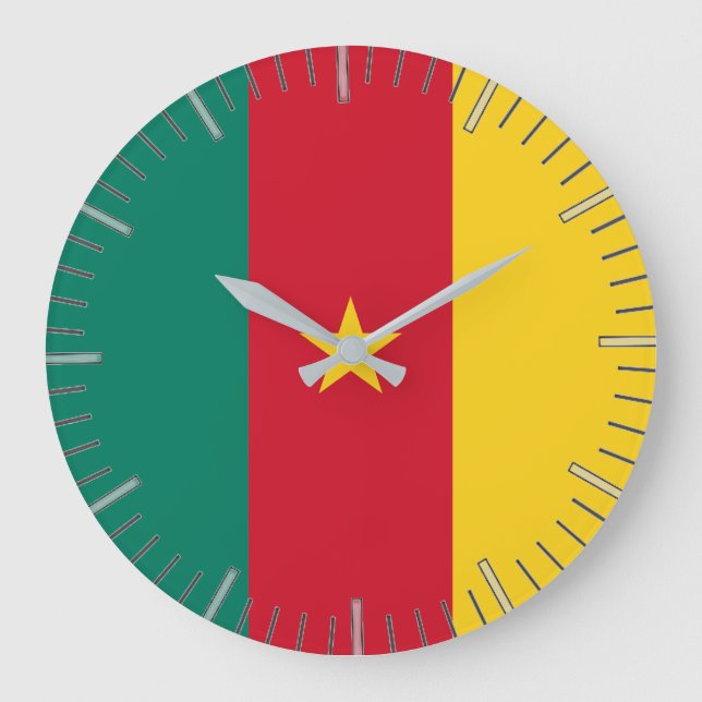 Wall Clock with Flag of Cameroon (Front)