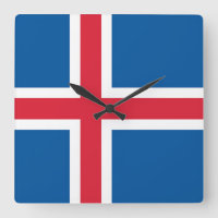 Wall Clock with Flag of Iceland