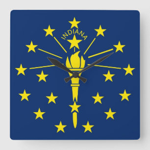 Wall Clock with Flag of Indiana, USA