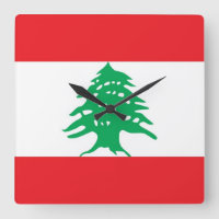 Wall Clock with Flag of Lebanon