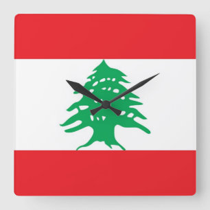 Wall Clock with Flag of Lebanon