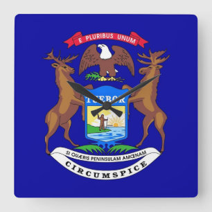 Wall Clock with Flag of Michigan, USA