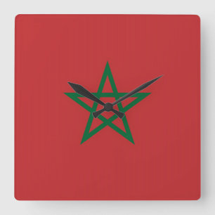 Wall Clock with Flag of Morocco
