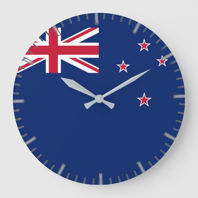 Wall Clock with Flag of New Zealand (Front)