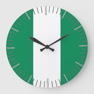 Wall Clock with Flag of Nigeria
