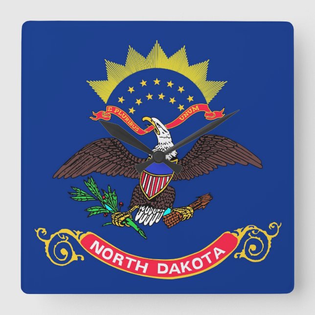 Wall Clock with Flag of North Dakota, USA (Front)