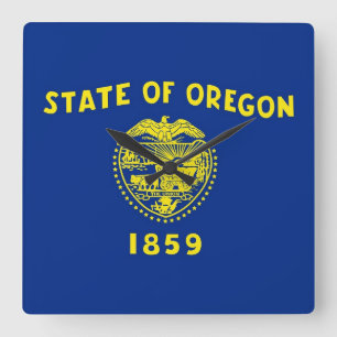 Wall Clock with Flag of Oregon, USA