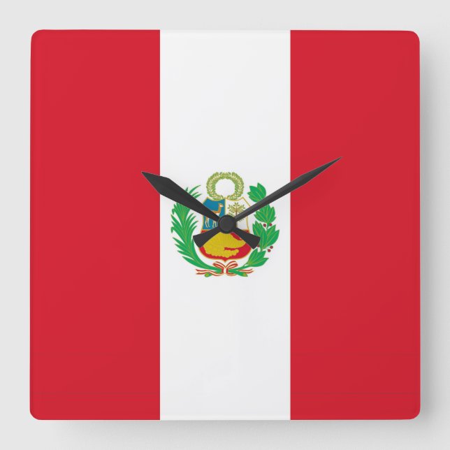 Wall Clock with Flag of Peru (Front)