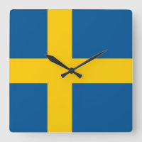 Wall Clock with Flag of Sweden