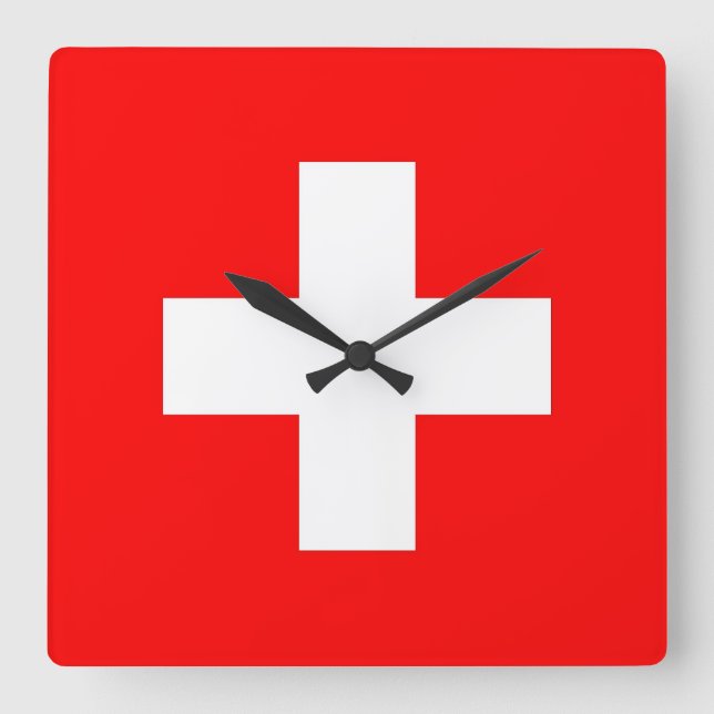 Wall Clock with Flag of Switzerland (Front)