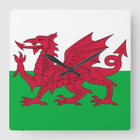 Wall Clock with Flag of Wales
