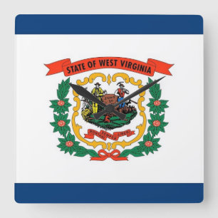 Wall Clock with Flag of West Virginia, USA