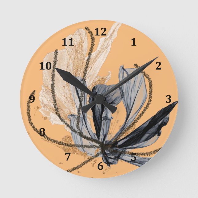 Wall Clock with Flowing Flowers (Front)