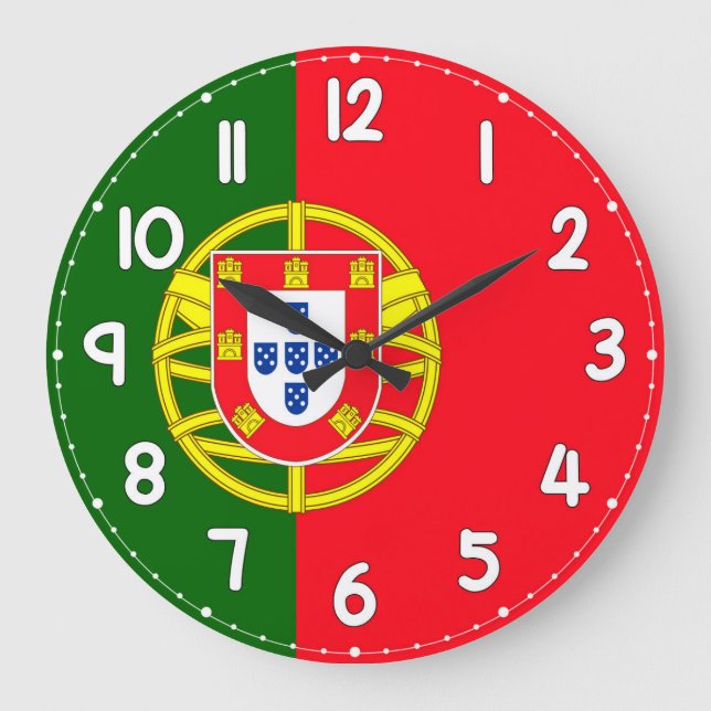 Wall Clock with Portugal Flag - Flag of Portugal (Front)