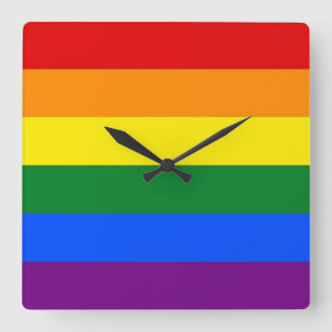 Wall Clock with Rainbow LGBT Pride Flag
