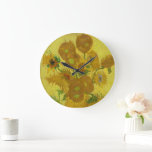 Wall Clock with Van Gogh's Sunflowers<br><div class="desc">Introducing our new wall clock featuring the floral print of Van Gogh's "Sunflowers" painting. This clock is available in both round and square shapes, giving you the flexibility to choose the one that best fits your decor. The clock also comes with the option of a wood trim, which is available...</div>