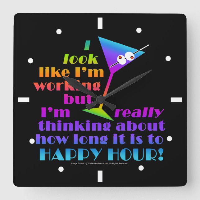 Wall Clocks - How Long to Happy Hour (Front)