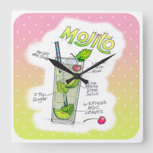 WALL CLOCKS - MOJITO RECIPE COCKTAIL ART
