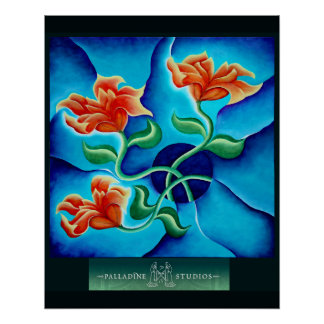 'Wall Flowers III' Glossy Poster