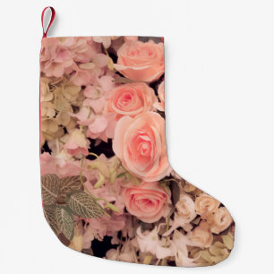 Wall flowers retro texture - Vintage Effect filter Small Christmas Stocking