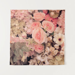 Wall flowers retro texture - Vintage Effect filter Tapestry