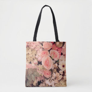 Wall flowers retro texture - Vintage Effect filter Tote Bag