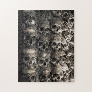 Wall Full Of Skulls And Bones In The Bone Chapel Jigsaw Puzzle