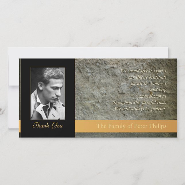 Wall H Photo Sympathy Thank You Photo Card (Front)