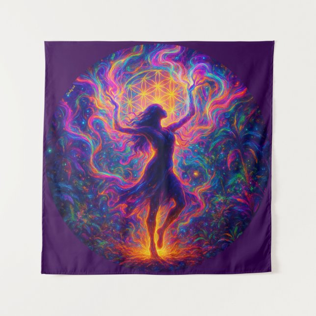 Wall Hanging Spiritual – Dance of Energy and Light Tapestry (Front)