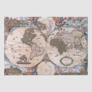 Wall Map of the World By Cornelis Danckerts Tissue Paper