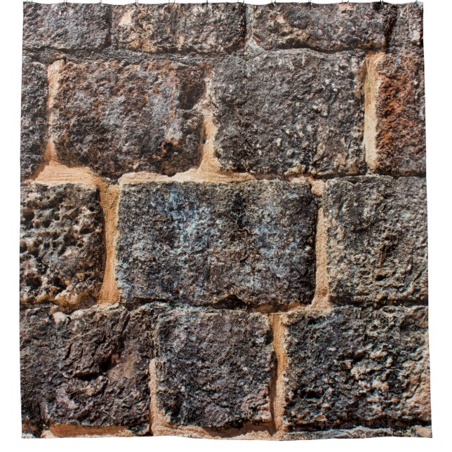 Wall masonry stone texture shower curtain (Front)
