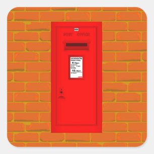 Wall Mounted Red Post Box Square Sticker