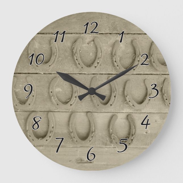 Wall of Horse Shoes Large Clock (Front)