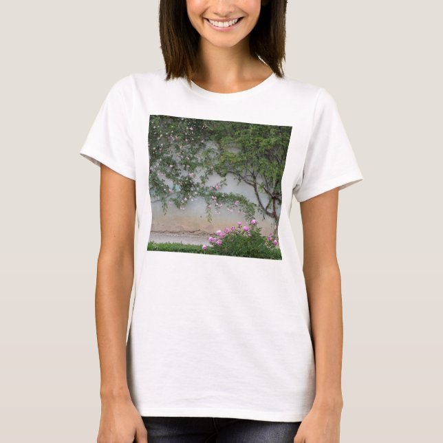 Wall of Pink Roses, Florence Italy T-Shirt (Front)