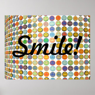 Wall of smiling faces poster