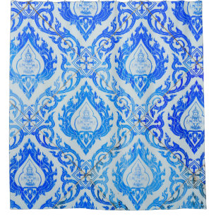 wall of the church is decorated with ceramic tiles shower curtain