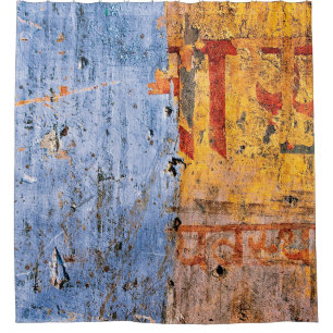 Wall painted graffiti devanagari shower curtain