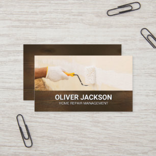 Wall Painter   Wooden Background Business Card