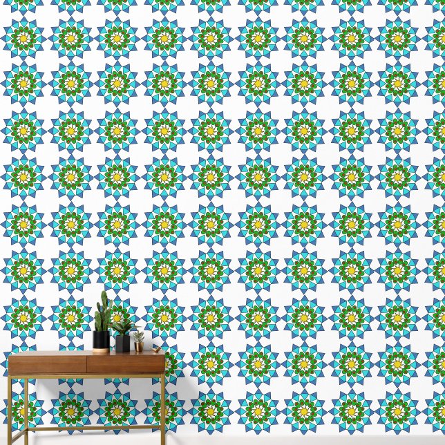 Wall Paper - Blue and Green Mandala (Hallway)