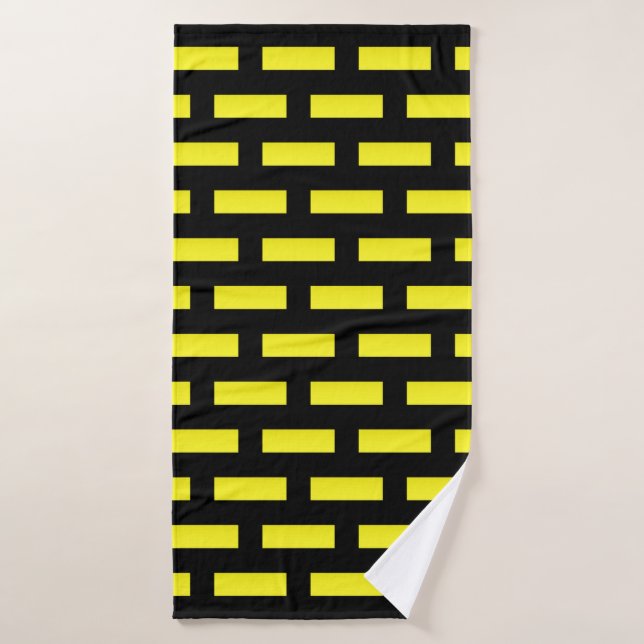 Wall Pattern Black and Yellow Bath Towel (Bath Towel)