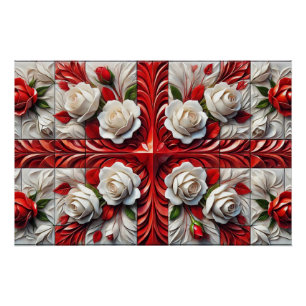 Wall poster with English Roses Design