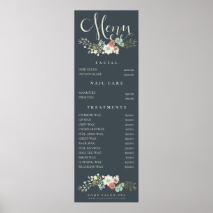 Wall Print Spa Salon Beautician Menu Price List