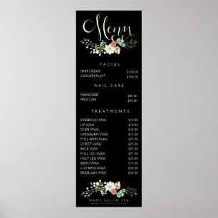 Wall Print Spa Salon Beautician Menu Price List