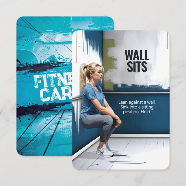 Wall Sits Fitness Card with Blue Backing (Front/Back)