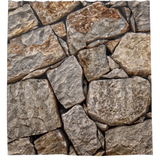 Wall stones masonry rocks shower curtain (Front)