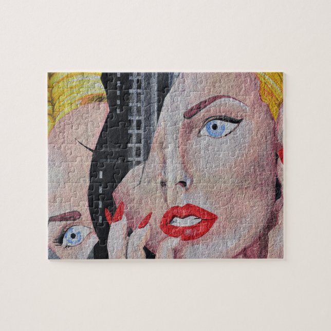 Wall Street Art Woman Female Portrait Jigsaw Puzzle (Horizontal)