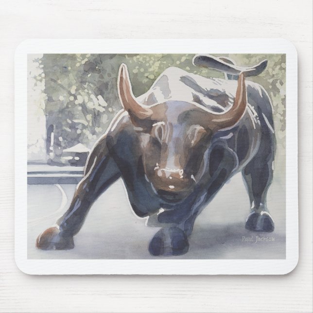 Wall Street Bull by Paul Jackson Mouse Mat (Front)
